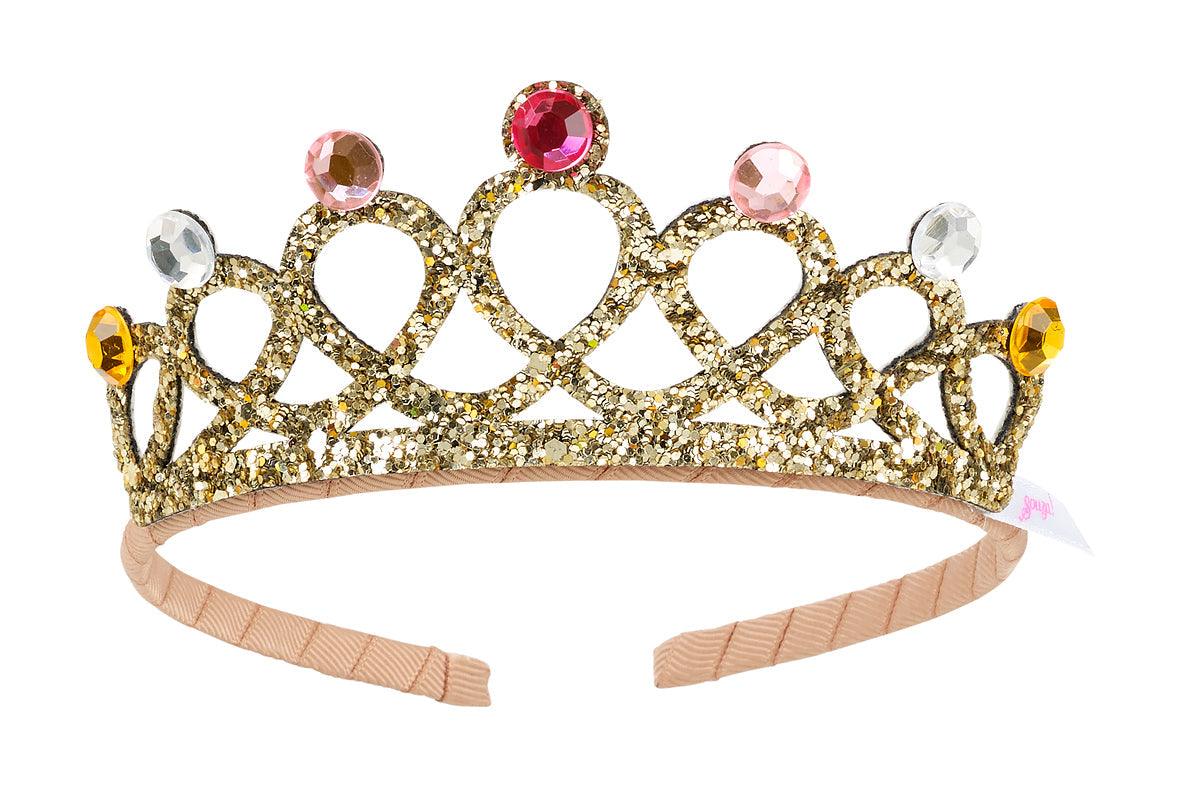 Krone Emy Gold mit rosa und goldenen Perlen für kleine Prinzessinnen