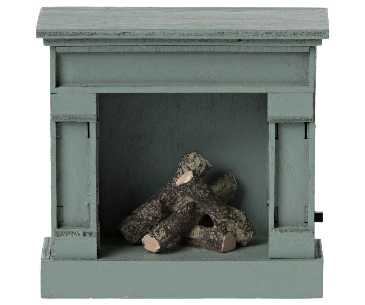 Blauer Puppenhaus Kamin mit realistischem Flackerlicht und Vintage-Design