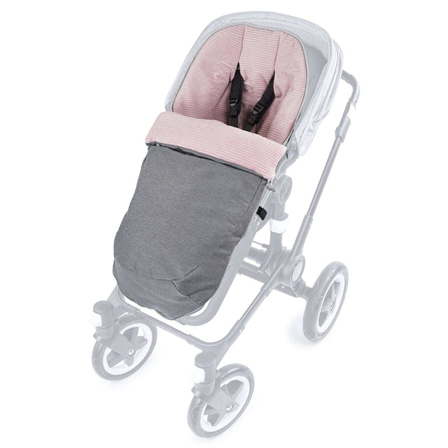 Ergonomischer HUGO ripp rose Winterfußsack für Kinderwagen und Buggys mit durchgehendem Gurtsystem