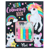 Ylvi Neon Malbuch Set with 25 colorful pages and neon markers for kids aged 4+