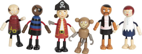 Biegepuppen Piraten hölzerne flexible Piratenfiguren mit Affe Spielzeug