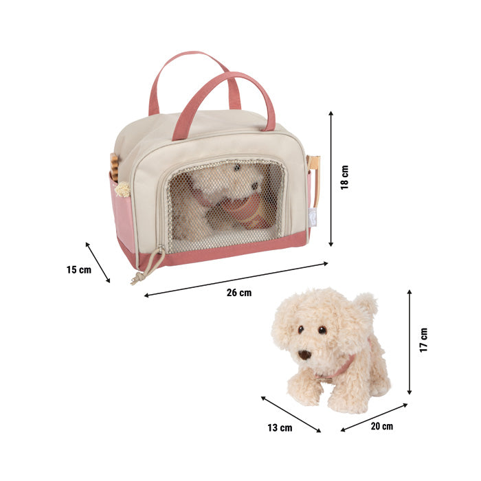 Hund mit Tasche und Pflege-Set