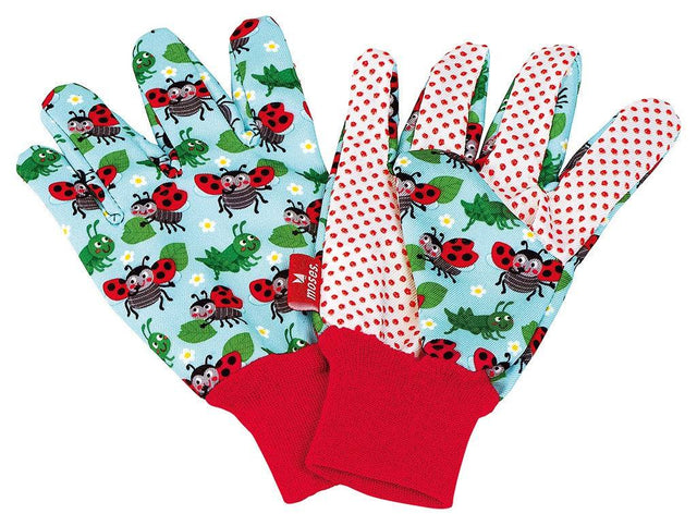 Kinder Gartenhandschuhe Krabbelkäfer mit genoppter Innenfläche und elastischem Bündchen für kleine Hände