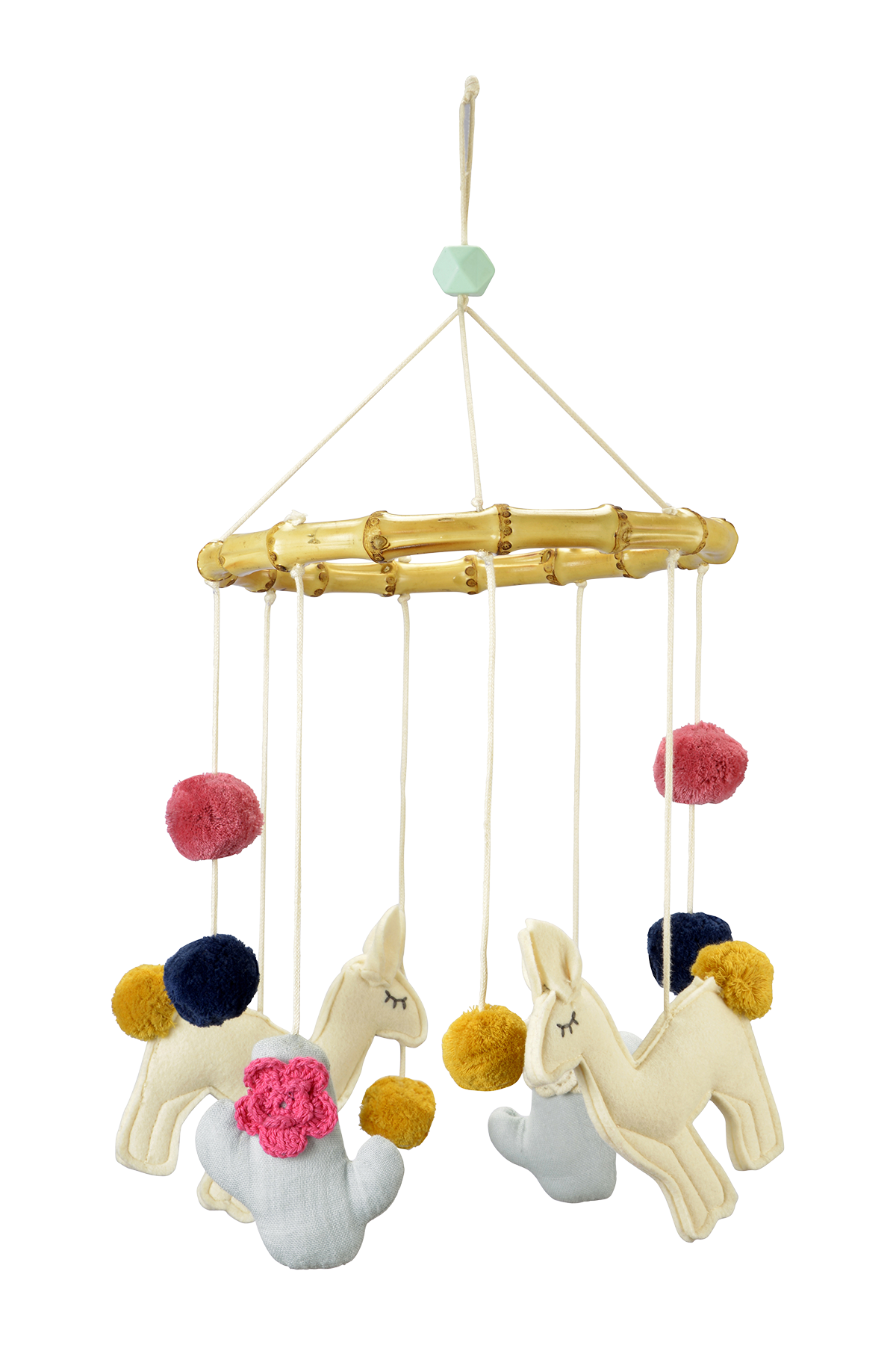 Lama Mobile aus Holz mit bunten Details für Kinderzimmer von Kikadu