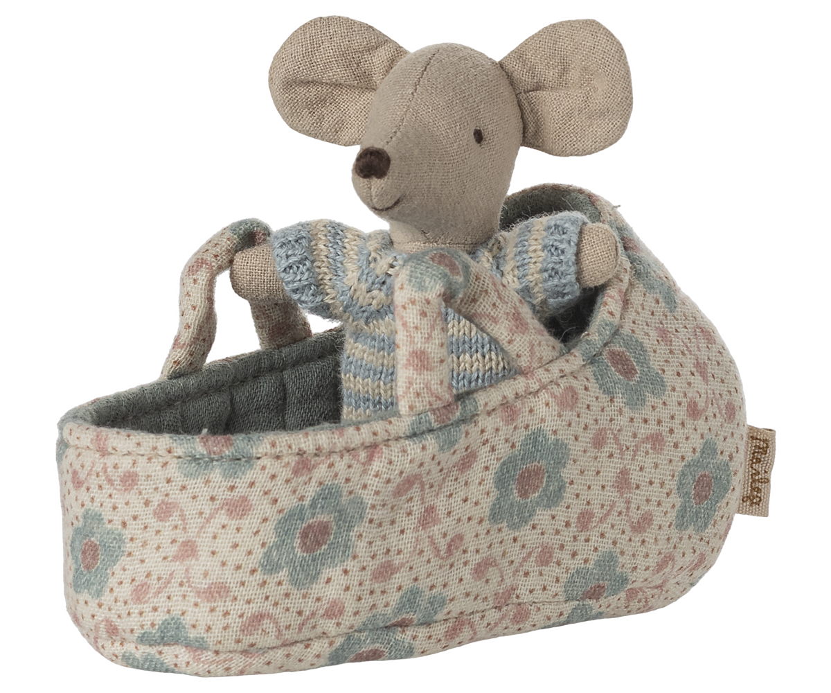 Babymaus in Tragetasche - Blau