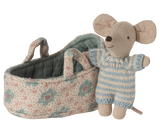 Babymaus in Tragetasche - Blau