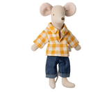Papa Maus von Maileg in kariertem Hemd und Jeans, 15cm Stoffspielzeug für Kinder ab 3 Jahren