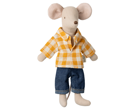 Papa Maus von Maileg in kariertem Hemd und Jeans, 15cm Stoffspielzeug für Kinder ab 3 Jahren