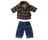 Braunes kariertes Hemd und Hose, Papa Maus