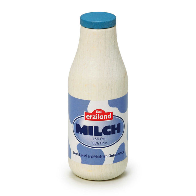 Holz Milchflasche für Kaufladen Spielzeug aus farbig lackiertem Buchenholz, kinderfreundlich und sozial fördernd