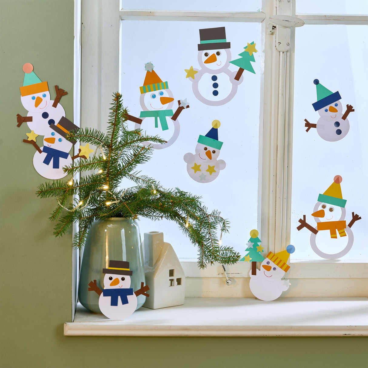 Bastelset - Fensterbild Schneemänner