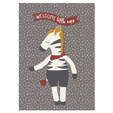 Geburtskarte Zebra aus festem Kartonpapier im DIN A6 Format mit niedlichem Zebradesign