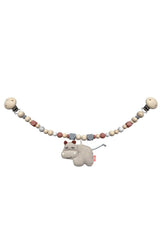 Kinderwagenkette Hippo mit Hippo-Anhänger und Holzclips zur sensorischen Stimulation für Babys ab 0-12 Monate
