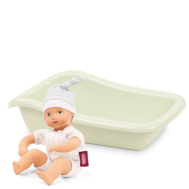 Mini Aquini neutral Badepuppe mit weichem Stoffkörper und Mütze, 22cm, waschmaschinenfest