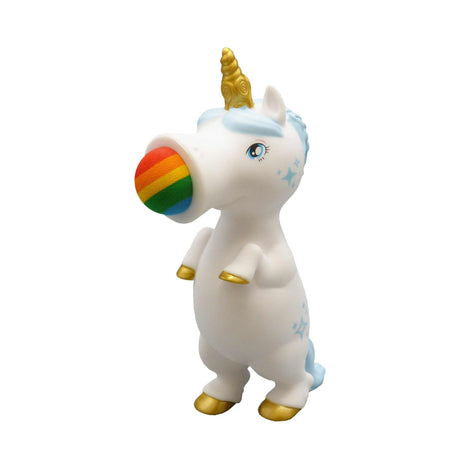 Weißer Einhorn Plopper mit goldenem Horn und weichem Schaumstoffball
