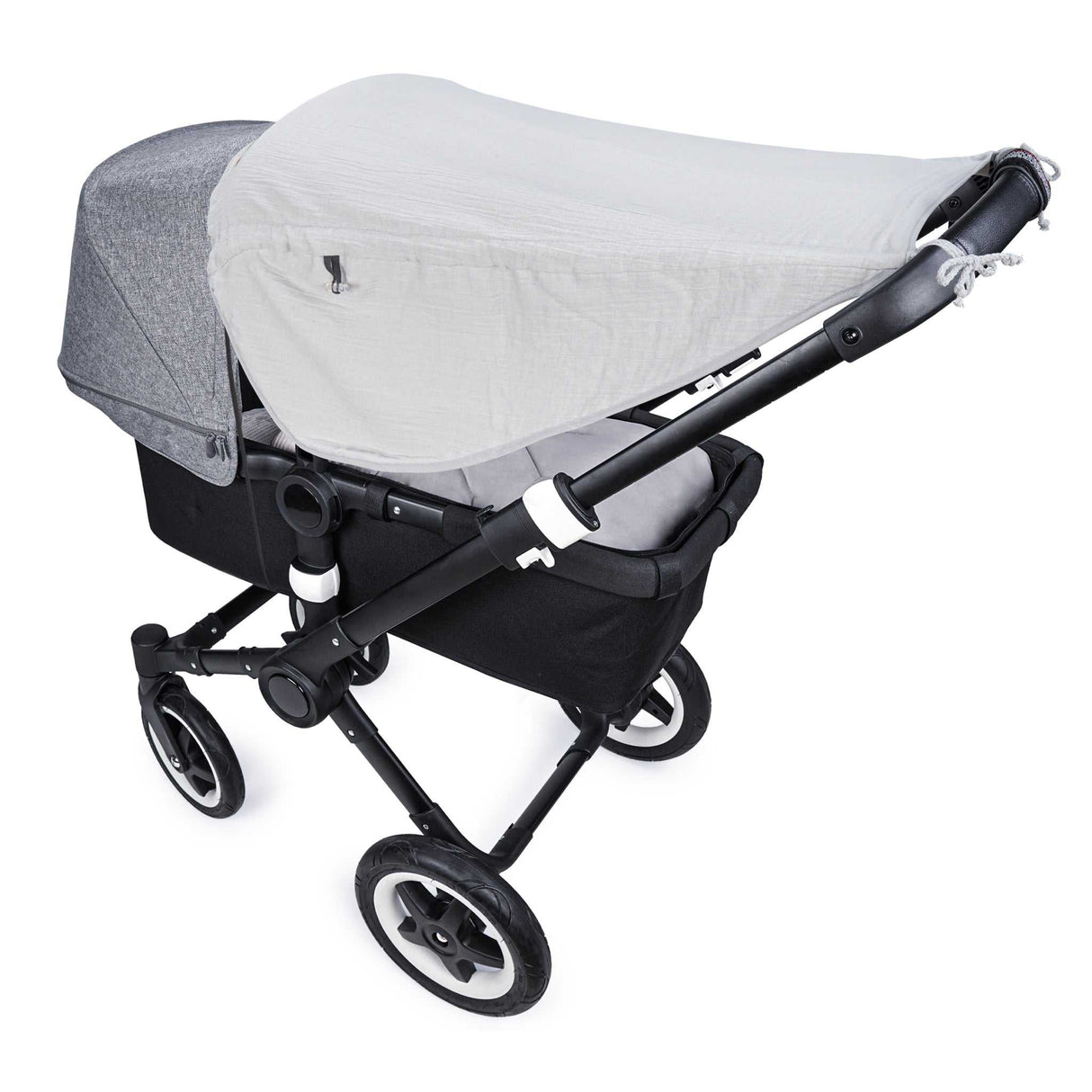 Sonnensegel JOHANNA grey with UV protection for strollers and buggies, eco-certified breathable fabric