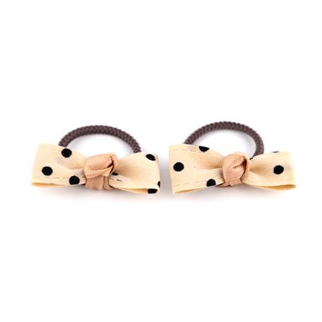 Haargummi Mini 2er Set creme mit Punkten für Kinder klein und elastisch