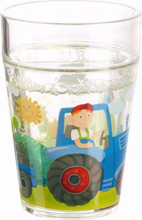 Kinder-Glitzerbecher mit Traktor-Motiv von HABA, BPA-frei und handwaschbar