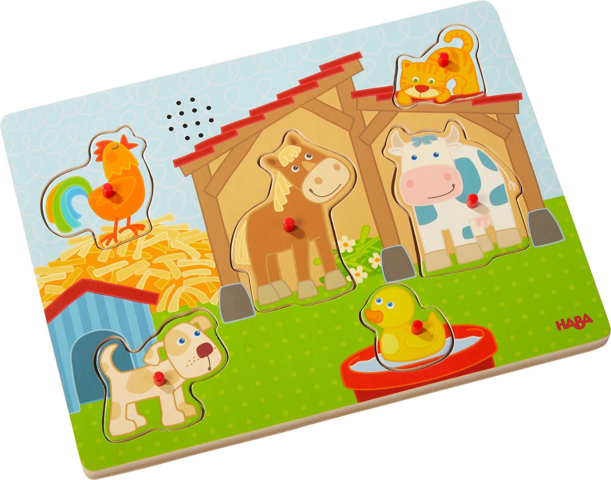 Sound-Greifpuzzle Auf dem Land mit Bauernhoftieren und Tiergeräuschen für Kinder ab 2 Jahren