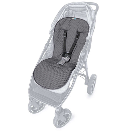 Mathilda Coolair zweiseitige Kinderwagenauflage mit atmungsaktivem Baumwollstoff und Klettverschluss in Waffelstein anthrazit
