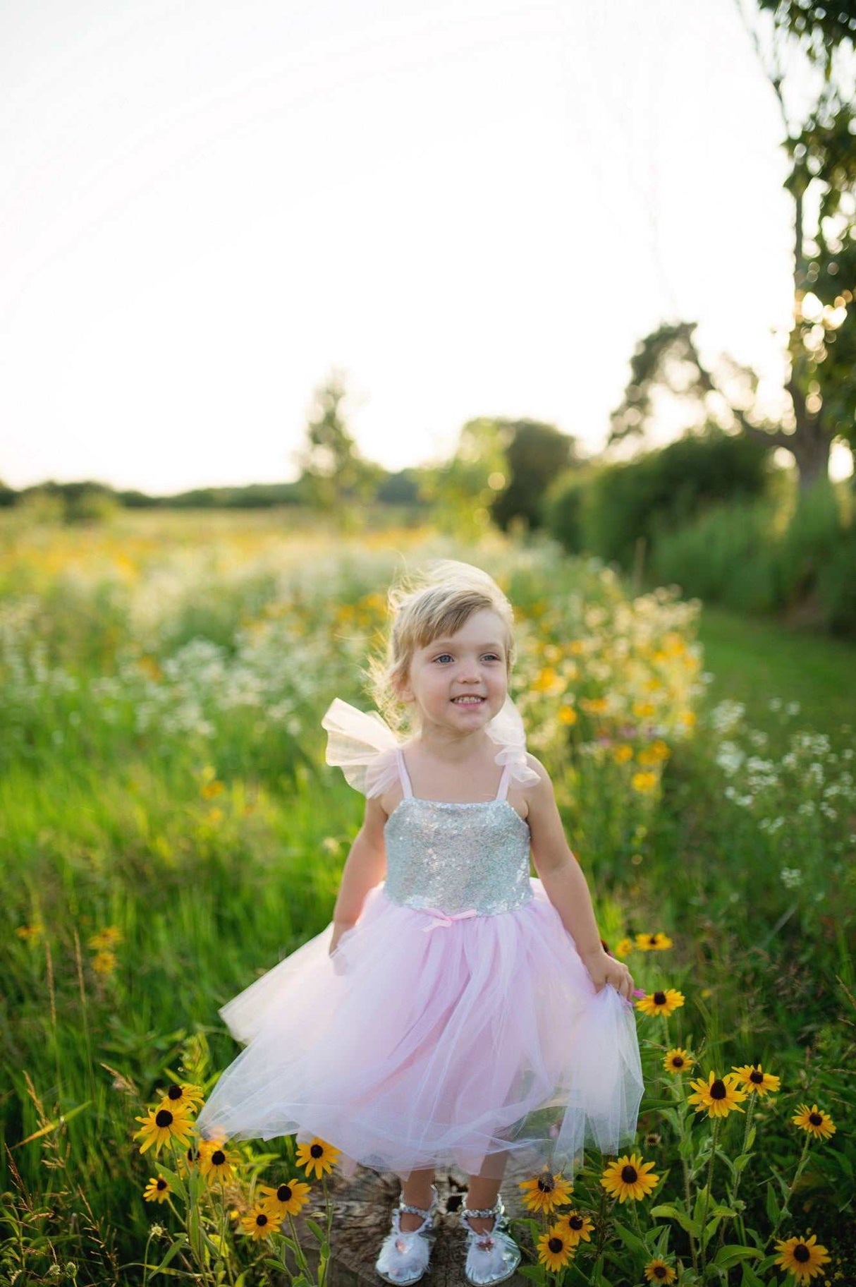Rosa Pailletten-Prinzessinnenkleid 5-6 Jahre