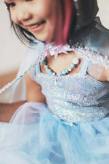 Blaues Paillettenkleid Prinzessin 5-6 Jahre