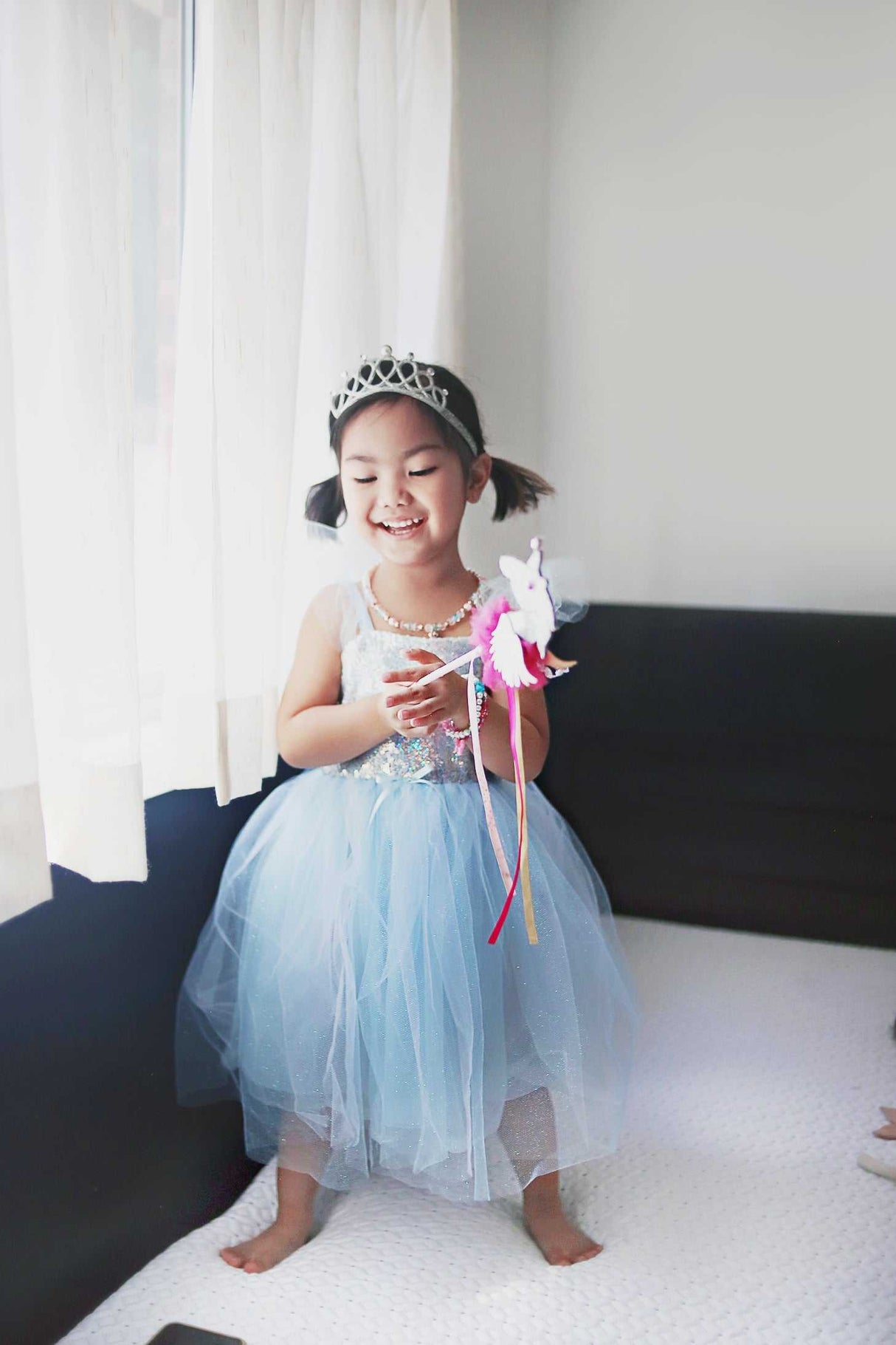 Blaues Paillettenkleid Prinzessin 3-4 Jahre