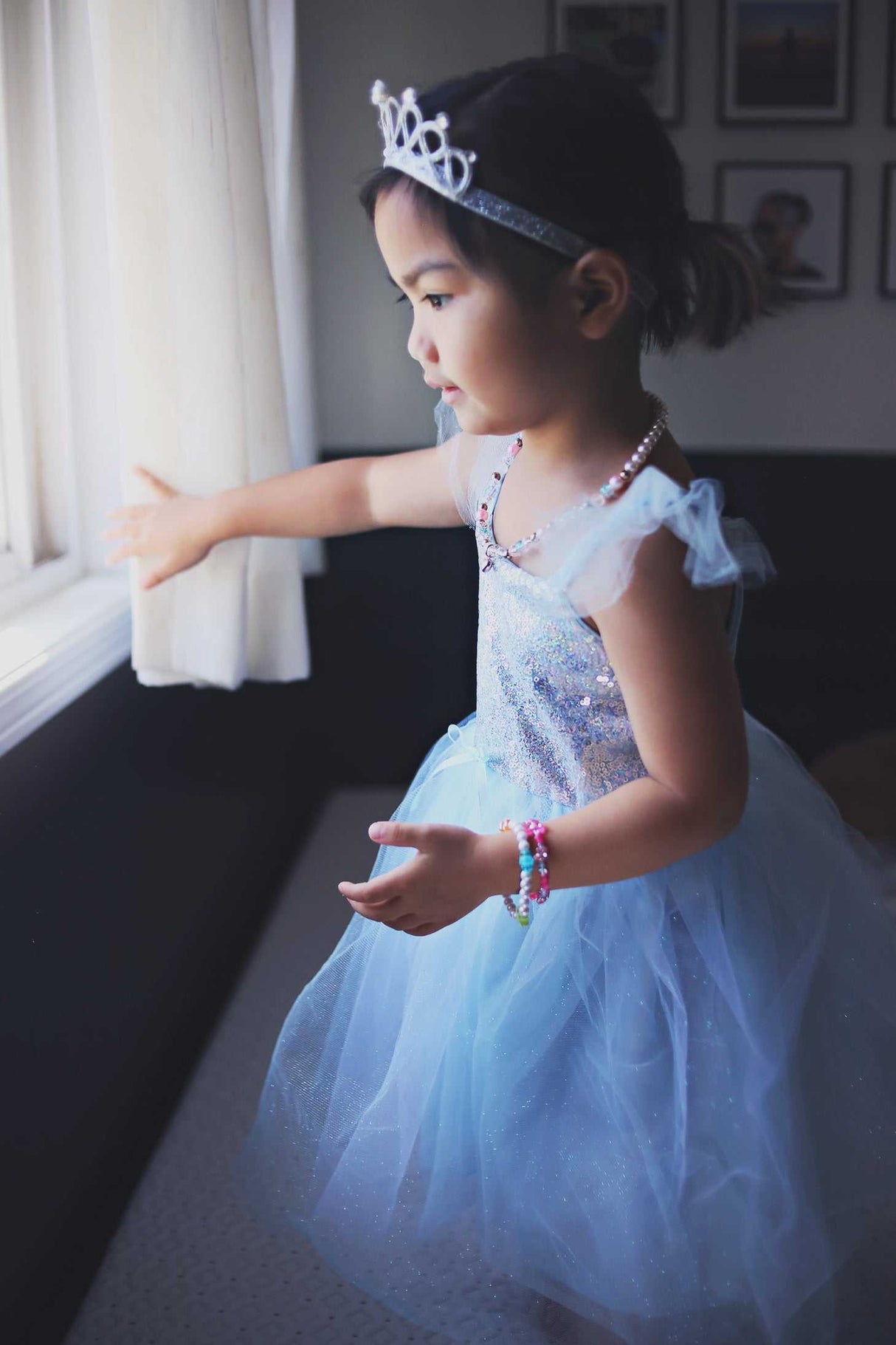 Blaues Paillettenkleid Prinzessin 5-6 Jahre