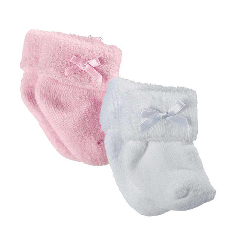 Puppen Söckchen Set mit weißen und rosa Kuschelsöckchen mit Schleife für Babypuppen 30-50 cm