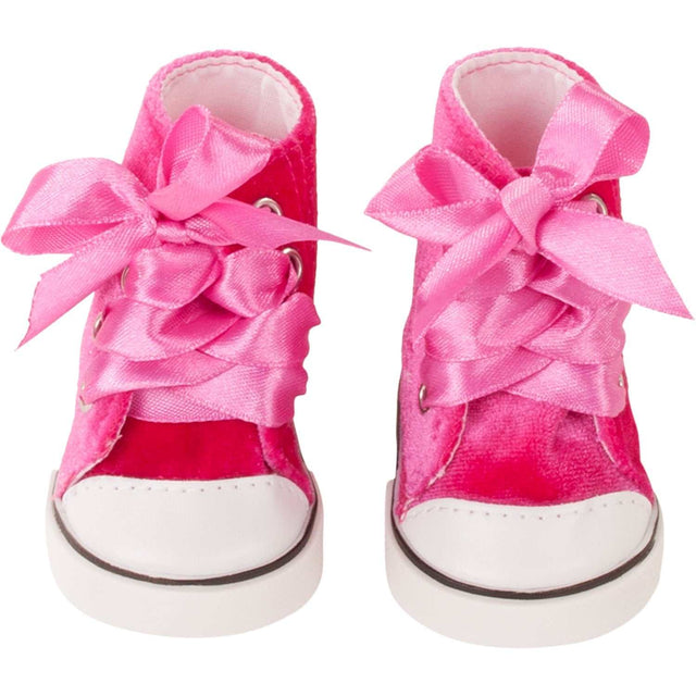 Modische pinke Puppen Sneaker aus samtigem Material für 42-50 cm Puppen