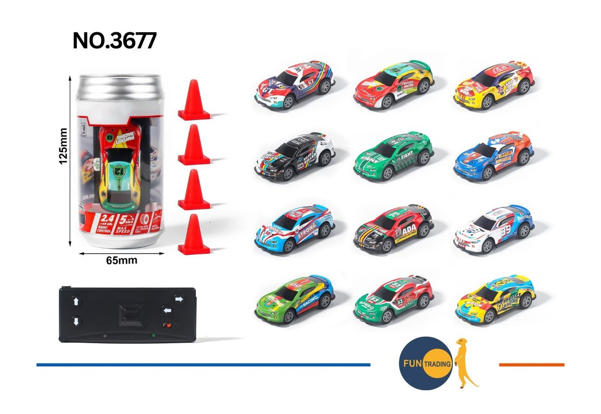 Mini ferngesteuertes R/C Auto in Dose mit Fernbedienung und Lichtfunktion für Kinder ab 3 Jahren
