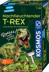 Nachtleuchtender T-REX Skelett Bausatz für Kinder zum Ausgraben und Zusammenbauen, 21 cm groß