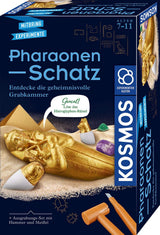 Pharaonen-Schatz Ausgrabungsset mit Gipsblock, goldenem Sarkophag, Kanopen, Edelsteinen und Werkzeug für Kinder