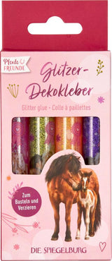Glitzer-Dekokleber Set mit Pferdemotiven zum Basteln und Verzieren von Heften und Tagebüchern