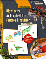 Airbrush-Stifte für Papier Set von T-Rex World mit 5 Stiften, 6 Schablonen und Anleitung