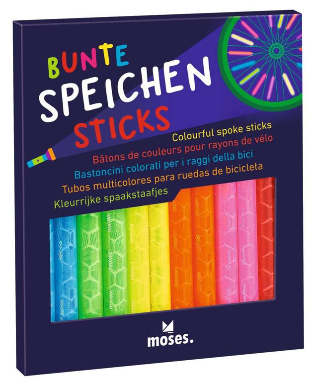 Bunte Speichensticks in sechs leuchtenden Farben für Fahrradreifen mit praktischer Reflektion und einfachem Anbringen
