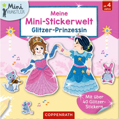 Meine Mini-Stickerwelt Glitzer-Prinzessinnen Set mit 3 Bildkarten, 3 Ausmalkarten und über 40 Glitzer-Stickern für Kinder ab 3 Jahren