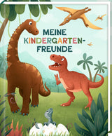 Freundebuch Dino Friends für Kindergartenkinder mit bunten Dinosauriermotiven und Ausmalseiten