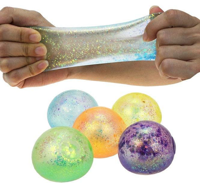 Stretchy Glitzer Ball von Funtrading in bunten Farben zum Stressabbau und Quetschen