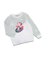 Peppa Wutz Winter Time Sweater Kinderpullover aus Bio-Baumwolle weiß blau Größe 98
