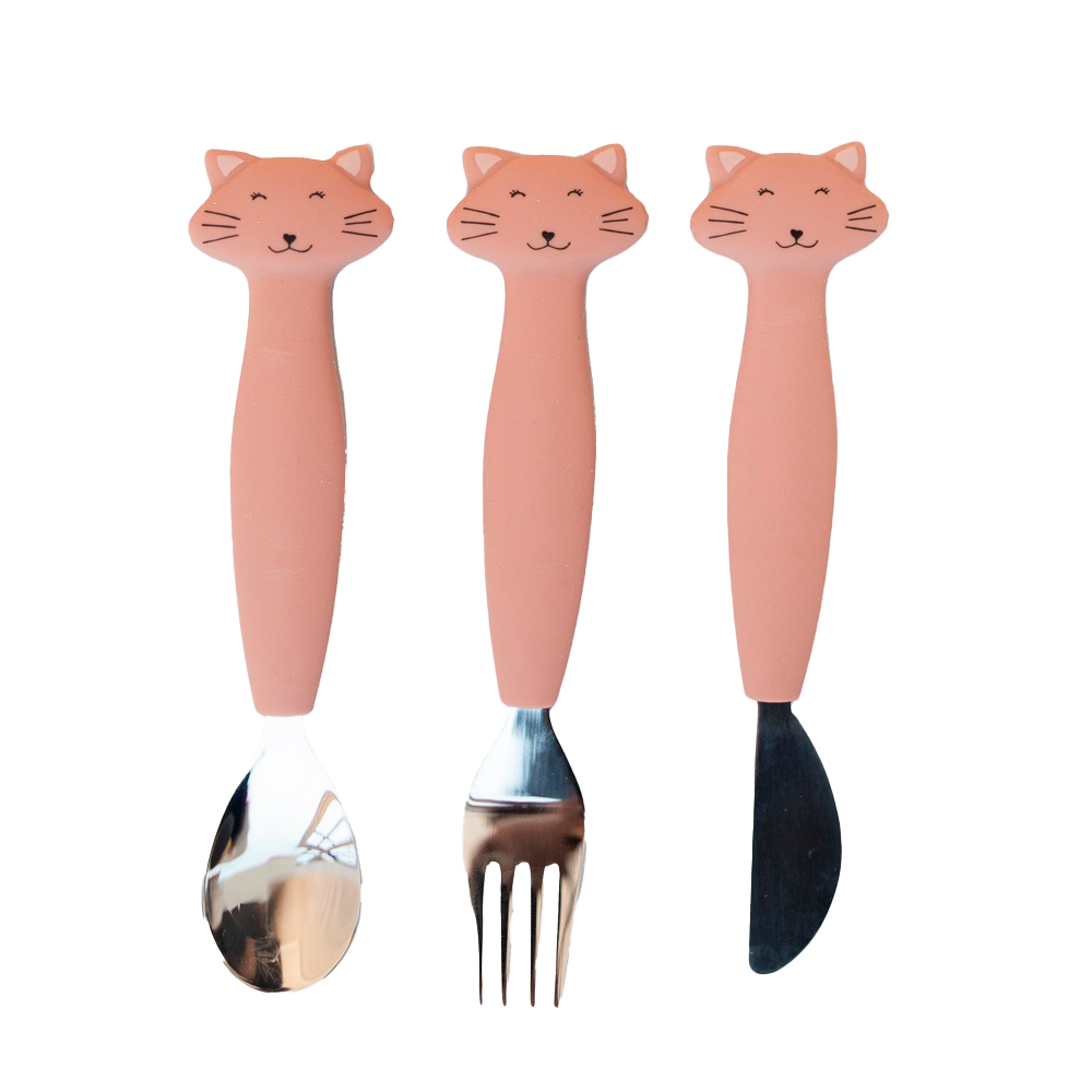Esslernset - Esslernteller mit Saugnapf, Kinderbesteck Set & 360° Trinkbecher - Mrs. Cat