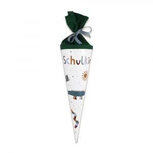 Schultüte klein 35 cm grün mit Krokodilmotiv stabile Zuckersüße made in Germany