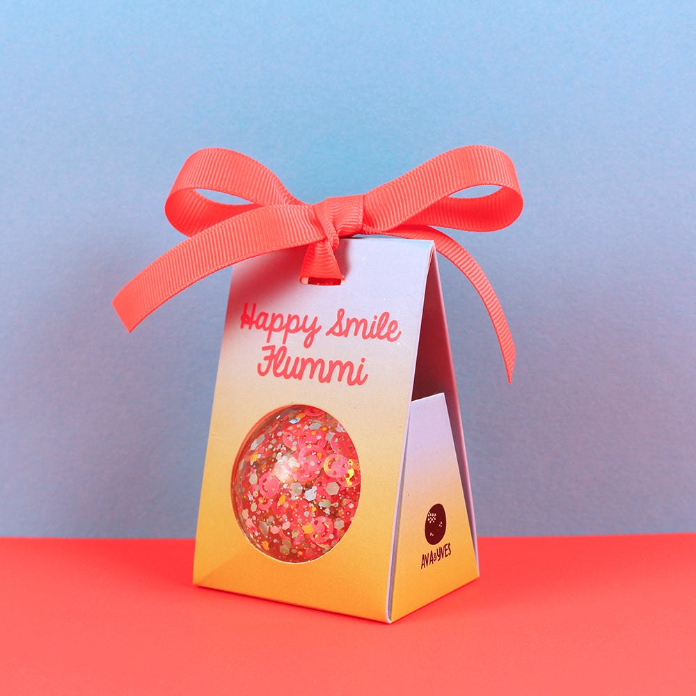 Flummi Smileys & Konfetti/  Neonpink/hellblau