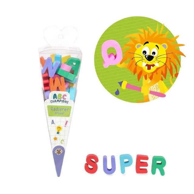 Buntes ABC-Radierer Set von A-Z in Schultüte für spielerisches Lernen zum Schulstart