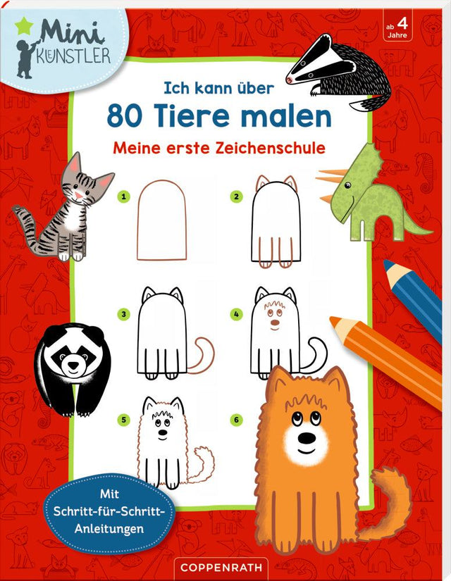 Kinderbuch "Ich kann über 80 Tiere malen" mit Schritt-für-Schritt Anleitung zum bunten Ausmalen