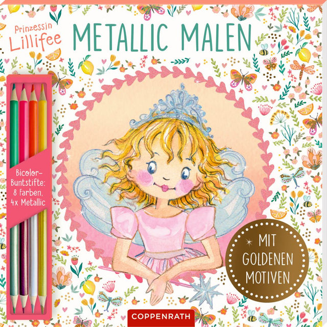 Ausmalblock Prinzessin Lillifee mit MetallMalstifte und goldenen Motiven