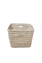 Handgefertigter quadratischer Aufbewahrungskorb aus Palmblättern mit marokkanischem Design, 34x27x19 cm