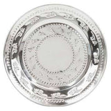 Silberner Boho Teller handgefertigt mit indischem Muster, 10 cm Durchmesser, ideal für Sommerpartys und Grillfeste