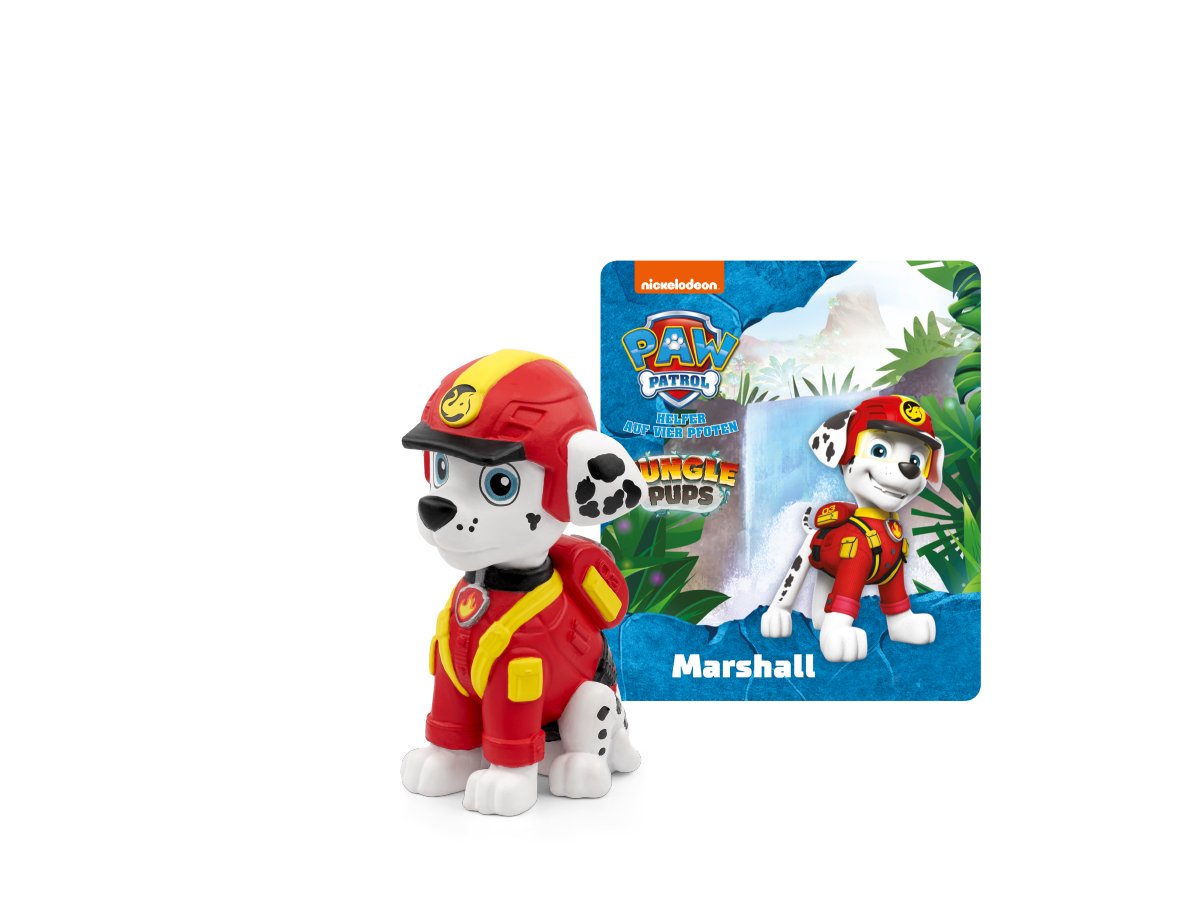 PAW Patrol Jungle Pups Marshall with Ryder and team in jungle adventure with prehistoric creatures and danger