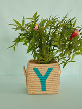 Raffia Square Basket with painted Letter Y